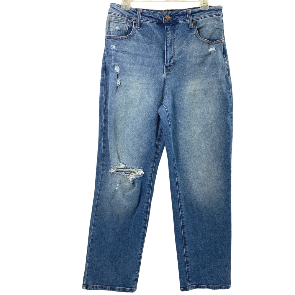 BCBGeneration Jeans Women 30 Skater Straight Distressed Hi Rise Light Wash Denim